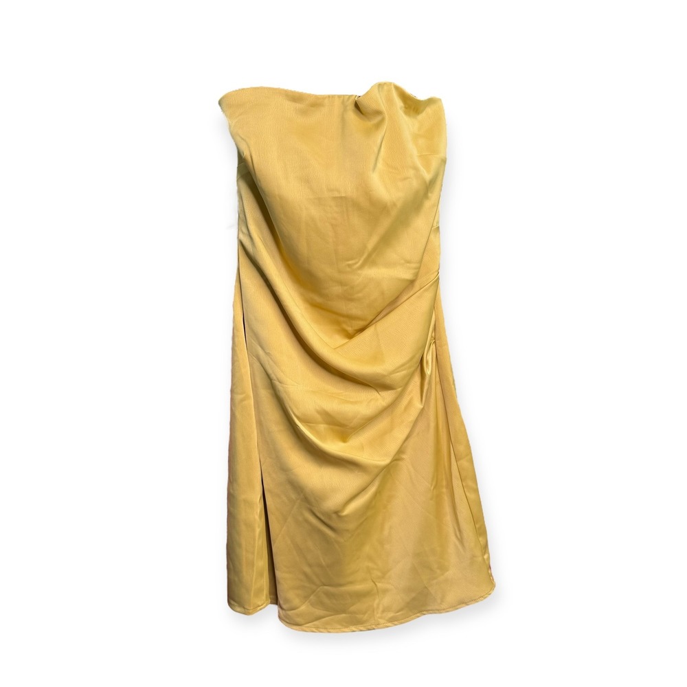 WAYF Strapless Yellow Gold Ruched‎ Bodycon Mini Dress XS